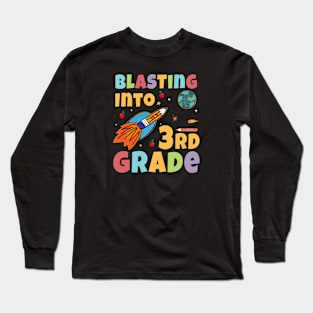 Blasting Into 3rd Grade Rocket Ship Back To School Cute Long Sleeve T-Shirt